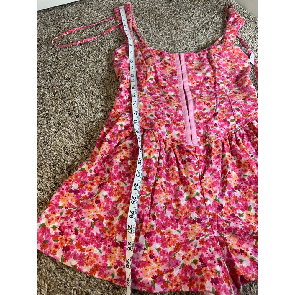 Wild Fable Pink Floral Corset Romper Small Sleeveless Ditsy Print Hook Eye Front - Picture 5 of 7